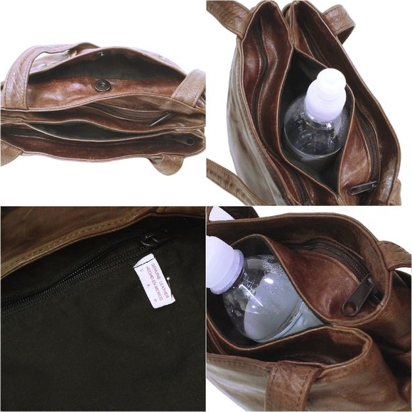 Vintage 90s Mexican Leather Handbag Heavy Duty Hobo Shoulder 9x11 Brown Patina - Picture 8 of 11